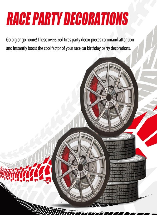 8HREST 8 Pcs Race Car Party Decorations Large Wheels Shaped Boxes Decor with Red Calipers Racing Car Birthday Decoration for Boys Birthday Baby Shower Party Supplies (12 Inch) - Image 4
